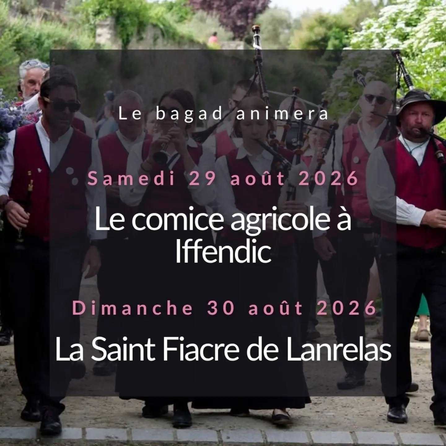 Fin de vacances pour le bagad !

Retrouvez nous le 29 août au comice agricole à Iffendic et le 30 août à la traditionnelle Saint Fiacre de Lanrelas.
