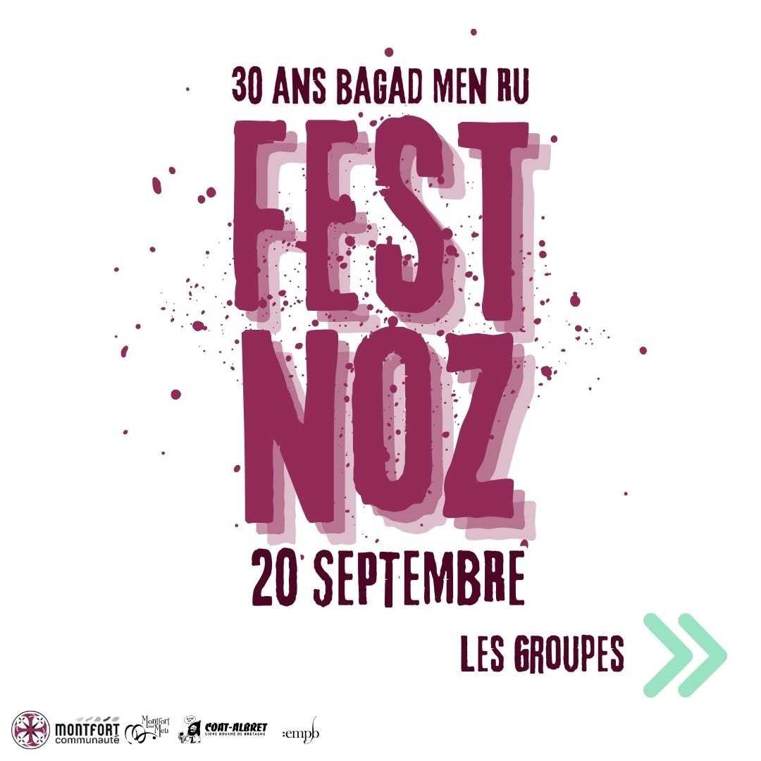 Les groupes eris.trio spontus_ lutig_duo et Riopel/Leroy seront au fest noz des 30 ans.

C'est le 20 septembre 2025, venez nombreux !